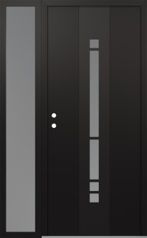 DIAMOND A3 52" X 80" BLACK/WHITE FROSTED GLASS PANEL BLACK RHI WITH SIDELITE FROSTED GLASS