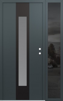 DIAMOND A1 50" X 80" ANTHRACITE/ANTHRACITE FROSTED GLASS PANEL BLACK LHI WITH SIDELITE MIRRORED GLASS