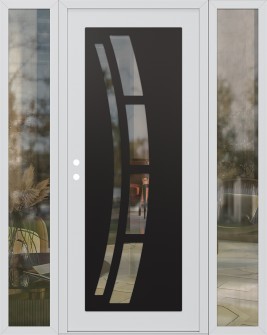 Diamond C12 60" x 80" white/white clear Glass Panel black RHI with 2 Sidelites clear Glass