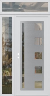 Diamond C3 50" x 96" white/white clear Glass Panel stainless steel RHI with Sidelite and Transom clear Glass