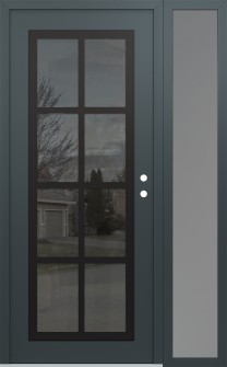 Diamond C16 48" x 80" anthracite/anthracite mirrored Glass Panel black LHI with Sidelite frosted Glass