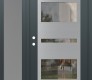 Modern Steel Front Door Diamond C10 48" x 80" anthracite/anthracite clear Glass Panel stainless steel RHI with Sidelite frosted Glass