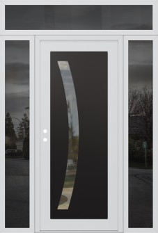 Diamond C4 64" x 96" white/white clear Glass Panel black RHI with 2 Sidelites and Transom mirrored Glass