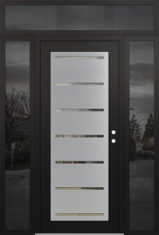 Diamond C11 60" x 96" black/black clear Glass Panel stainless steel LHI with 2 Sidelites and Transom mirrored Glass