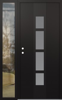 DIAMOND A10 52" X 80" BLACK/WHITE FROSTED GLASS PANEL BLACK RHI WITH SIDELITE CLEAR GLASS