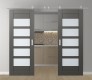 DOUBLE BARN DOOR AVON 07-07 VETRO GRAY MATTE 56" X 80" X 1 3/4" STAINLESS STEEL HARDWARE