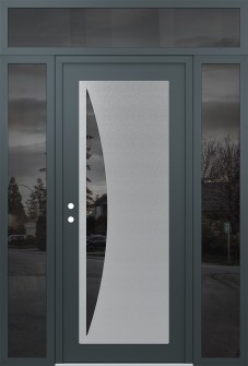 Diamond C13 68" x 96" anthracite/anthracite mirrored Glass Panel stainless steel RHI with 2 Sidelites and Transom mirrored Glass