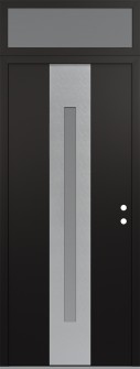 DIAMOND A2 36" X 96" BLACK/WHITE FROSTED GLASS PANEL STAINLESS STEEL LHI WITH TRANSOM FROSTED GLASS