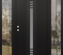 Modern Steel Front Door DIAMOND A5 60" X 80" BLACK/WHITE FROSTED GLASS PANEL BLACK RHI WITH 2 SIDELITES CLEAR GLASS