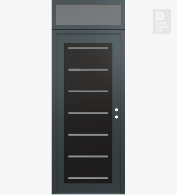 Modern Steel Front Door Diamond C11 36" x 96" anthracite/anthracite frosted Glass Panel black LHI with Transom frosted Glass