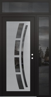 Diamond C12 50" x 96" black/black mirrored Glass Panel stainless steel LHI with Sidelite and Transom mirrored Glass