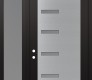 Modern Steel Front Door Diamond C8 50" x 96" black/white frosted Glass Panel stainless steel RHI with Sidelite and Transom frosted Glass
