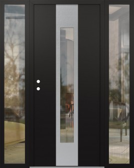 DIAMOND A1 64" X 80" BLACK/BLACK CLEAR GLASS PANEL STAINLESS STEEL RHI WITH 2 SIDELITES CLEAR GLASS