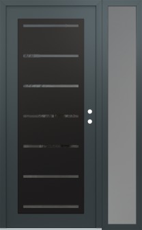 Diamond C11 52" x 80" anthracite/anthracite mirrored Glass Panel black LHI with Sidelite frosted Glass