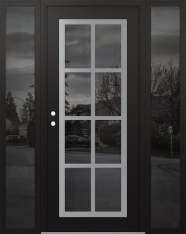Diamond C16 68" x 80" black/black mirrored Glass Panel stainless steel RHI with 2 Sidelites mirrored Glass