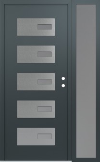 Diamond D7 48" x 80" anthracite/anthracite frosted Glass Panel stainless steel LHI with Sidelite frosted Glass