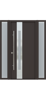 MODERN FRONT STEEL DOOR WITH SIDELITES ZEPHYR BROWN/WHITE 61 1/16" X 81 11/16" RHI