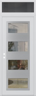 Diamond C2 36" x 96" white/white clear Glass Panel stainless steel RHI with Transom mirrored Glass