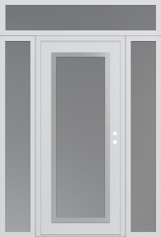 Diamond C1 60" x 96" white/white frosted Glass Panel stainless steel LHI with 2 Sidelites and Transom frosted Glass