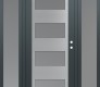 Modern Steel Front Door Diamond C2 64" x 80" anthracite/anthracite frosted Glass Panel stainless steel LHI with 2 Sidelites frosted Glass