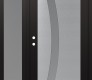 Modern Steel Front Door Diamond C4 50" x 80" black/white frosted Glass Panel stainless steel RHI with Sidelite frosted Glass