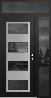 Diamond C2 52" x 96" black/black mirrored Glass Panel stainless steel LHI with Sidelite and Transom mirrored Glass