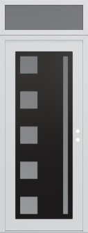 Diamond C3 36" x 96" white/white frosted Glass Panel black LHI with Transom frosted Glass