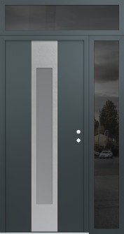 DIAMOND A1 50" X 96" ANTHRACITE/ANTHRACITE FROSTED GLASS PANEL STAINLESS STEEL LHI WITH SIDELITE AND TRANSOM MIRRORED GLASS