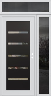 Diamond C7 48" x 96" white/white clear Glass Panel black LHI with Sidelite and Transom mirrored Glass