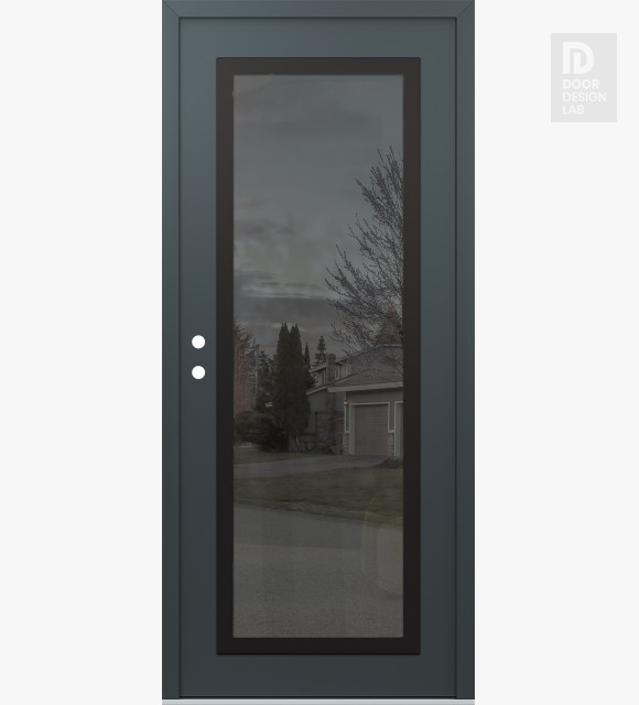Modern Steel Front Door Diamond C1 36" x 80" anthracite/anthracite mirrored Glass Panel black RHI