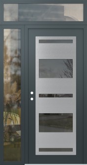 Diamond C10 52" x 96" anthracite/anthracite mirrored Glass Panel stainless steel RHI with Sidelite and Transom clear Glass