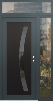 Diamond C4 52" x 96" anthracite/anthracite mirrored Glass Panel black LHI with Sidelite and Transom clear Glass