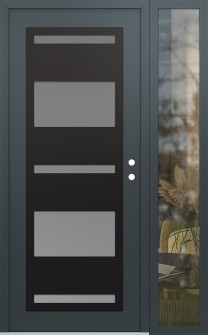 Diamond C10 52" x 80" anthracite/anthracite frosted Glass Panel black LHI with Sidelite clear Glass