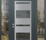 Modern Steel Front Door Diamond C10 68" x 96" anthracite/anthracite mirrored Glass Panel stainless steel RHI with 2 Sidelites and Transom clear Glass
