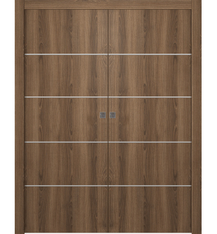 Optima 4H Pecan Nutwood Double pocket doors
