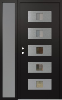 Diamond D8 50" x 80" black/black clear Glass Panel stainless steel RHI with Sidelite frosted Glass