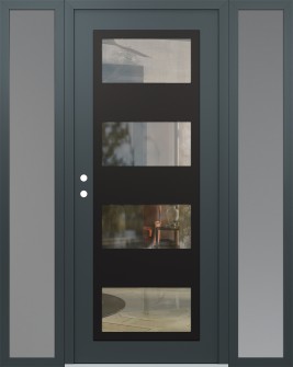 Diamond C2 64" x 80" anthracite/anthracite clear Glass Panel black RHI with 2 Sidelites frosted Glass