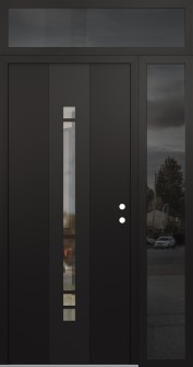 DIAMOND A3 48" X 96" BLACK/BLACK CLEAR GLASS PANEL BLACK LHI WITH SIDELITE AND TRANSOM MIRRORED GLASS