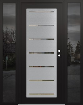 Diamond C11 60" x 80" black/black clear Glass Panel stainless steel LHI with 2 Sidelites mirrored Glass