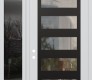 Modern Steel Front Door Diamond C9 48" x 96" white/white clear Glass Panel black RHI with Sidelite and Transom mirrored Glass
