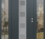 Modern Steel Front Door DIAMOND A12 68" X 80" ANTHRACITE/ANTHRACITE FROSTED GLASS PANEL STAINLESS STEEL LHI WITH 2 SIDELITES CLEAR GLASS