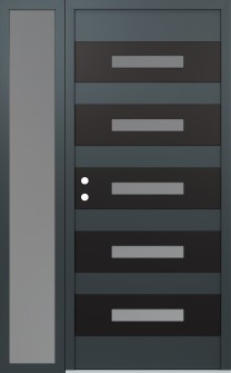 Diamond D9 48" x 80" anthracite/anthracite frosted Glass Panel black RHI with Sidelite frosted Glass