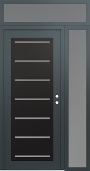 Diamond C11 52" x 96" anthracite/anthracite frosted Glass Panel black LHI with Sidelite and Transom frosted Glass