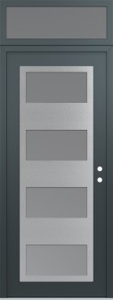 Diamond C2 36" x 96" anthracite/anthracite frosted Glass Panel stainless steel LHI with Transom frosted Glass
