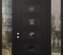 Modern Steel Front Door Diamond D8 68" x 96" black/black mirrored Glass Panel black RHI with 2 Sidelites and Transom clear Glass