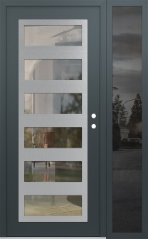 Diamond C9 48" x 80" anthracite/anthracite clear Glass Panel stainless steel LHI with Sidelite mirrored Glass