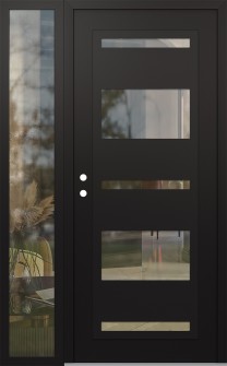 Diamond C10 50" x 80" black/black clear Glass Panel black RHI with Sidelite clear Glass