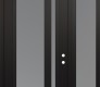 Modern Steel Front Door Diamond C15 48" x 96" black/white frosted Glass Panel black LHI with Sidelite and Transom frosted Glass
