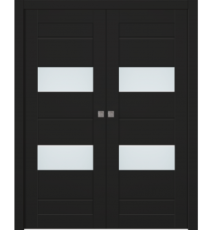 Vita Vetro Black Matte Double pocket doors