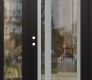 Modern Steel Front Door Diamond C15 50" x 80" black/black clear Glass Panel stainless steel RHI with Sidelite clear Glass
